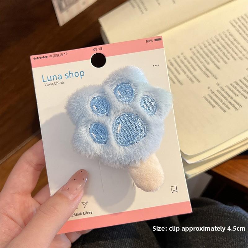 Cute Plush Paw Popsicle Hair Clips - Adorable Bangs & Side Clips for Kids, Soft Skin-Friendly Material, Gentle on Toddlers' Hair