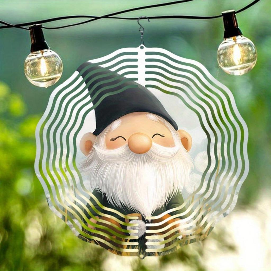 Weiser Gnom und Löwenzahn 2D Windspiel Kinetische Gartenkunst für Außendekoration Langlebiges Metall Verspielte Gnom-Dekoration mit Dynamischer Bewegung