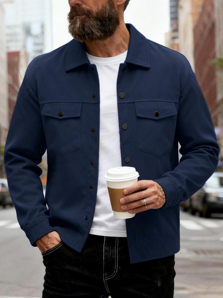 2025 Herbst/Winter Schlank geschnittene Herren-Reversjacke - Einreihig, Einfarbig, Doppeltasche, Lässiger Europäischer/Amerikanischer Stil