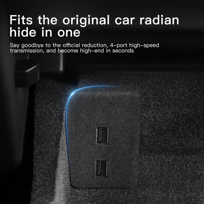 For Tesla Model 3 Highland Model Y Juniper 2021-2025 Glove Box Flocking USB HUB Adapter Quick Charger Car Accessories