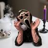 Screaming Ghost Figurine Halloween Ghost Face Statue Collectible Resin Horror Character Ornament for Mantel Cabinet Decoration