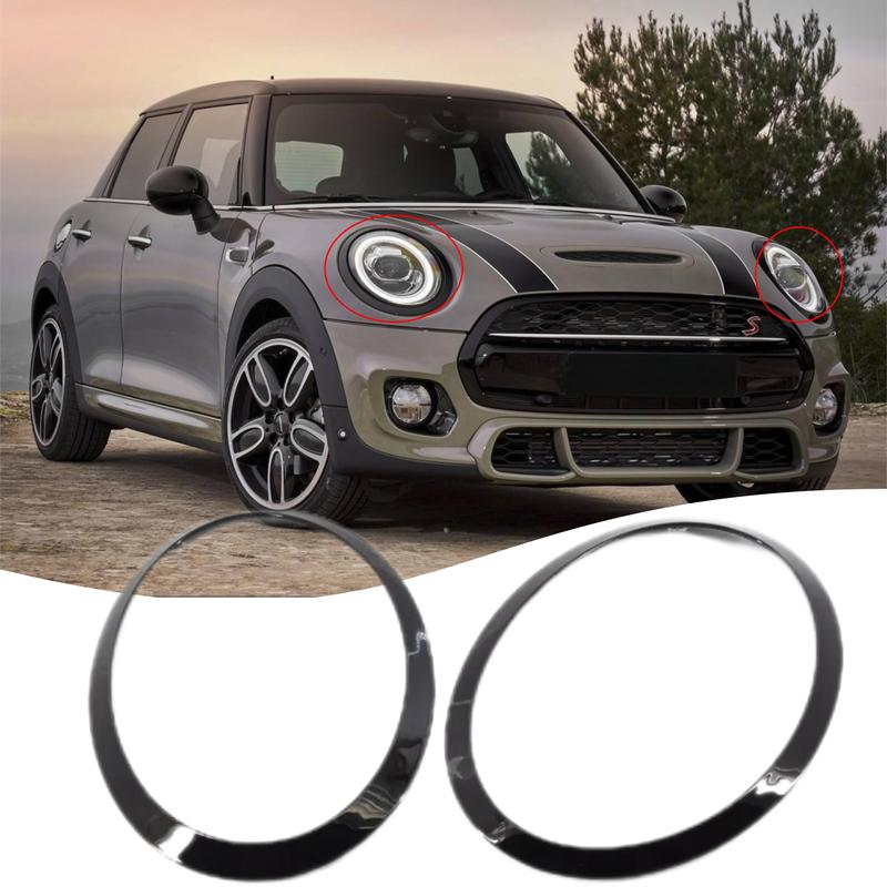 Headlamp Bezel Tail Light Trim Ring Glossy Black for Mini Cooper F55 F56 F57 with Tallation Tool