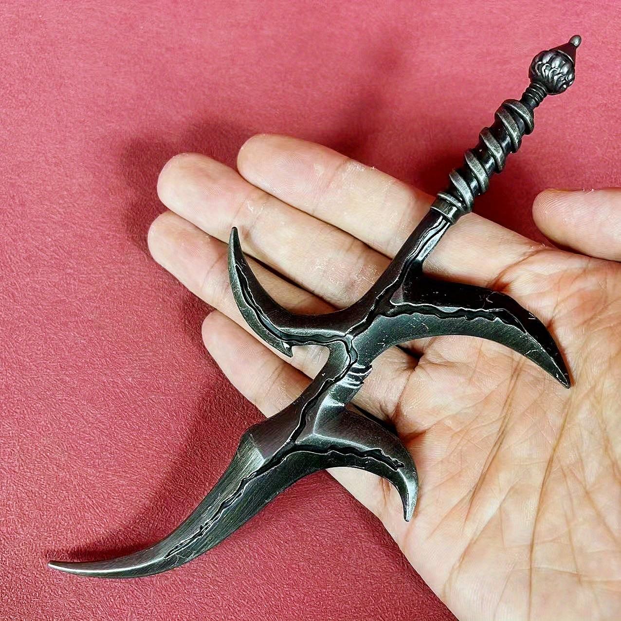 

7inch Anime Elden Black Knife Katana Metal Sword Steel Elden Ninja Knife Real Dimension Japanese Katana Original Samurai Sabre Toy