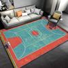 Basketballbane Design Tæppe Blå Orange Rød Farve Skridsikker Gulvmåtte til Sports Tema Værelse Boligindretning Tæppe