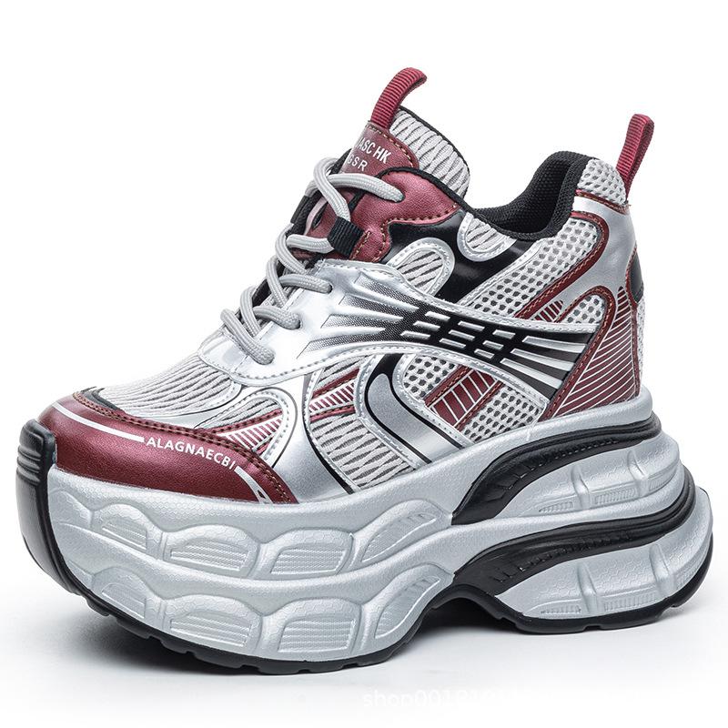 

Inner heightening women s shoes 12cm new breathable dad shoes platform mesh small sports casual shoes women A8931 39 красный