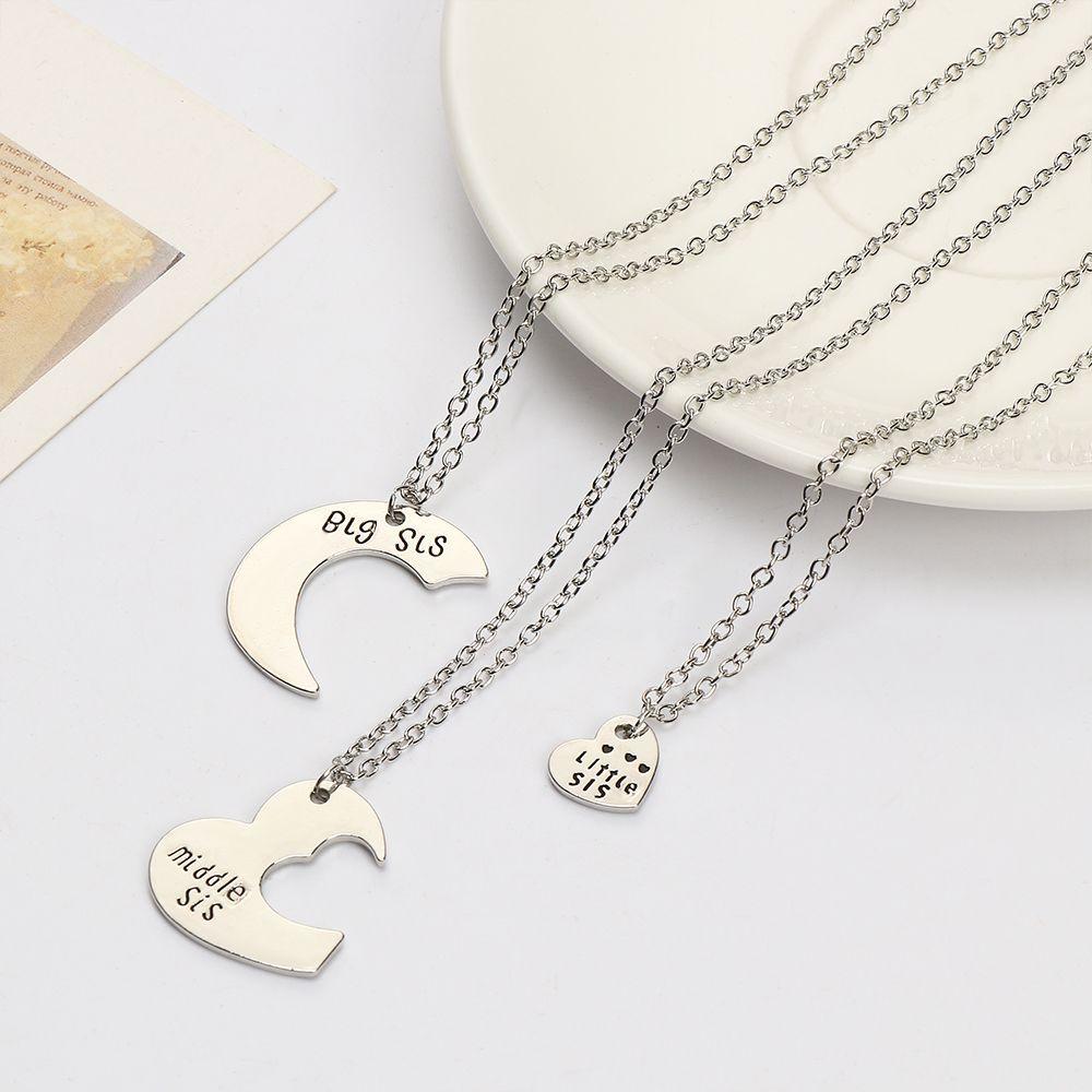 Jewelry Little Sis Middle Sis Good Sister Necklaces Big Sister 3 Pieces / Set Stitching Necklaces