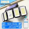 Solar Lights for Outdoor Use with Motion Sensor, 300 LEDs Super Bright with Remote, 3 Modes IP65 Waterproof for Garden