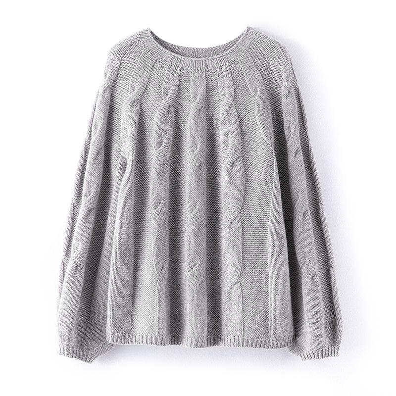 

Seamless full-formed 0 all-wool knitted sweater women s autumn new loose lazy fan sweater women s coat top M