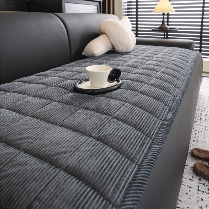 Modern Minimalist Non-Slip Leather & Solid Wood Sofa Pad Deep Gray Office Seat Cushion with Anti-Slip Design Wooden Sofas
