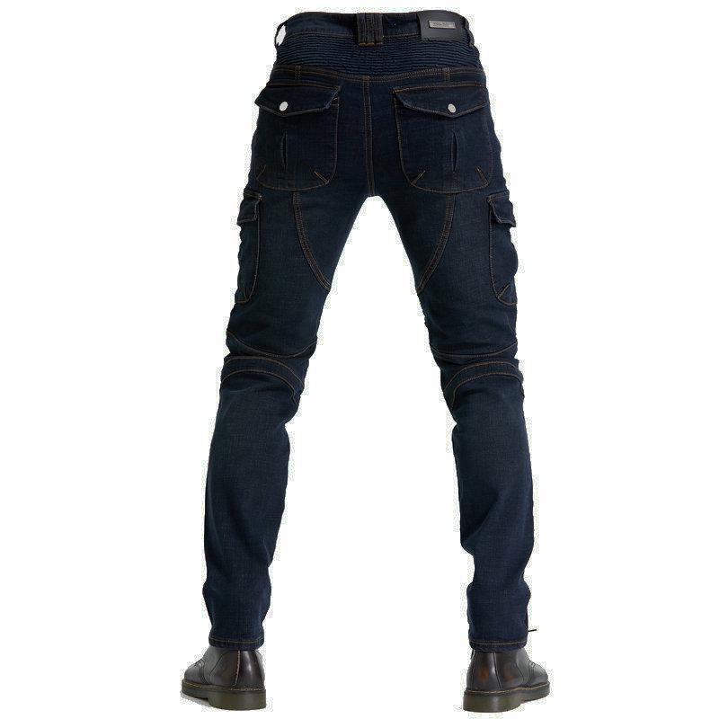 Men's Slim Fit Four Seasons Motorcycle Cargo Pants - Black, Multi-Pocket Riding Jeans