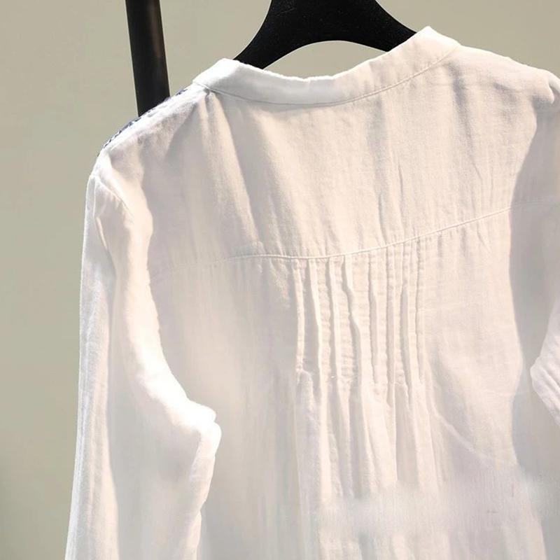 Color Disc Button Shirt White Pullover Shirt Female Spring and Summer Shirt Korean Loose Casual Shirt Top