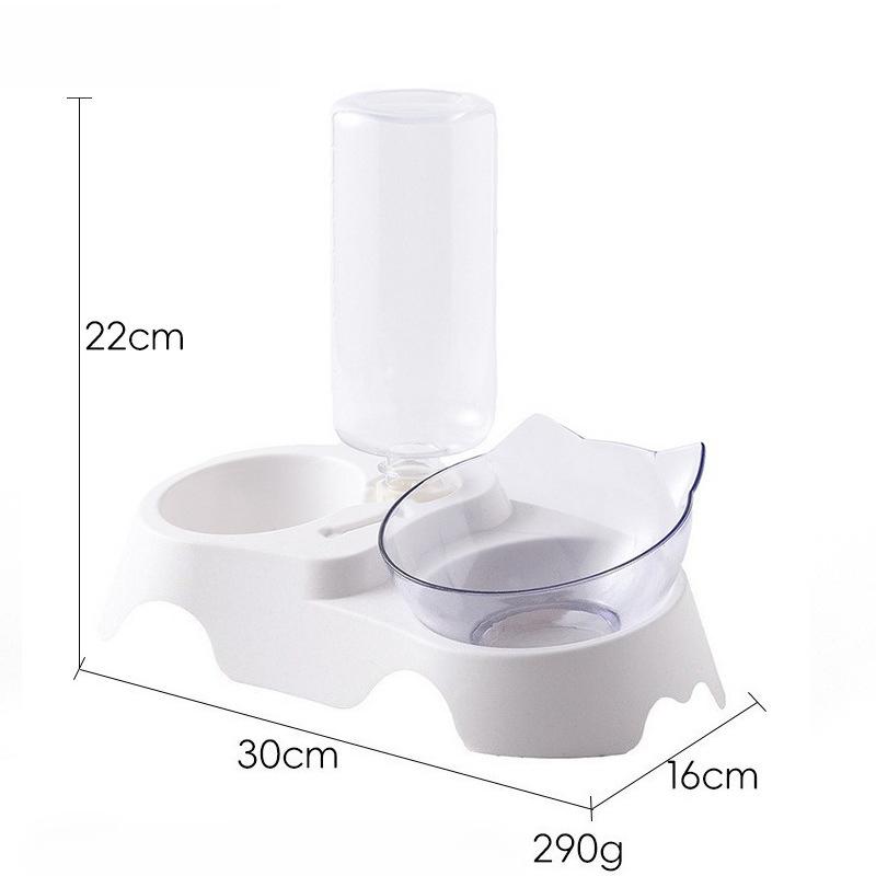 Cat Dog Food Pet Double Bowl Automatic Water Dispenser Anti-Knock Cat Bowl Dog Bowl Food Bowl Neck Guard Feeding Integrated