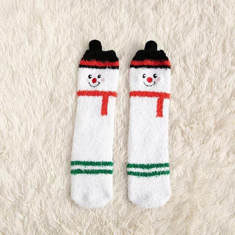 4 Pairs Thick Warm Coral Fleece Socks for Women Men Funny Christmas Pattern Seasonal Indoor Sleeping Slipper Socks