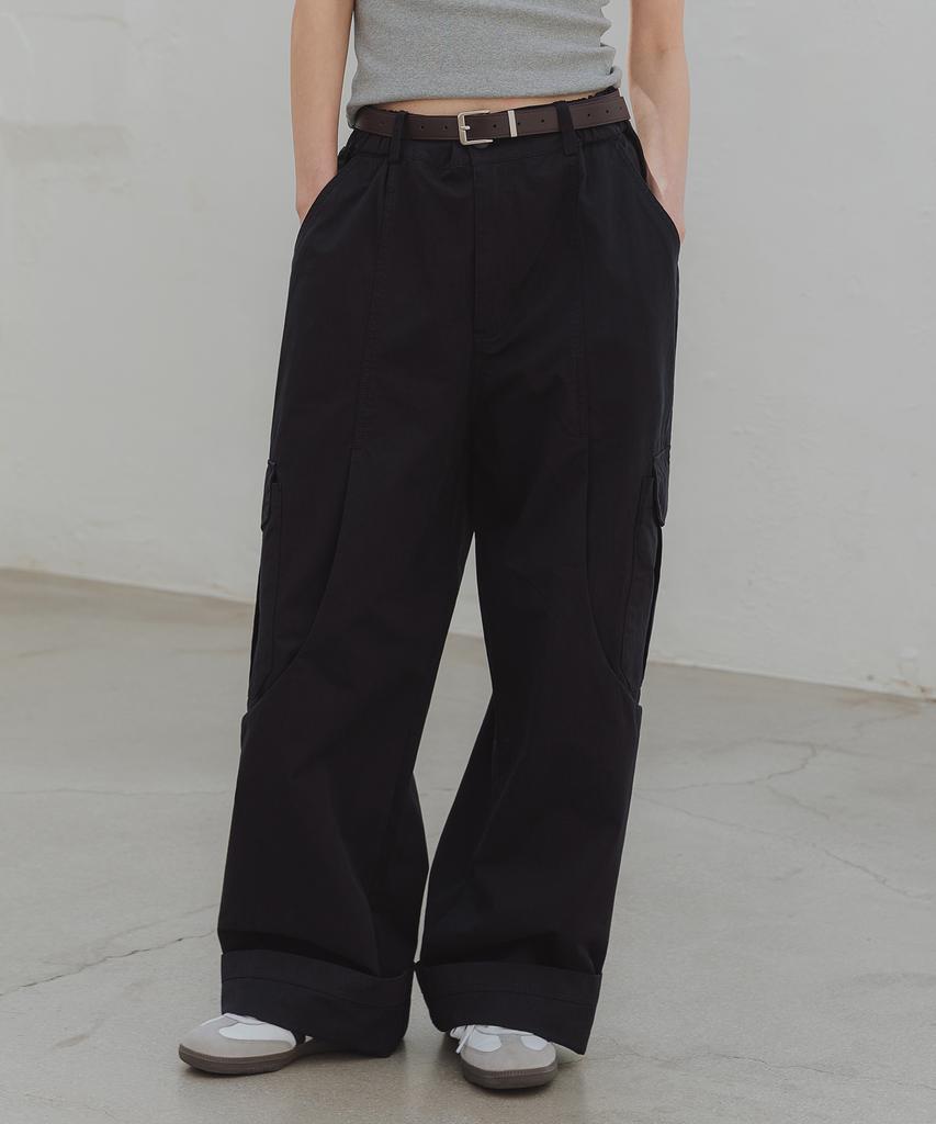 ALVINCLO [Deluxe] Washed Cotton Cargo Wide Elastic Waist Pants Dlx2924 (4 Colors)