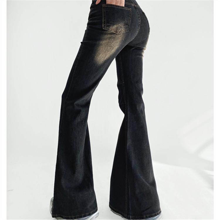 

American Retro Distressed Stretch Jeans - Women s Micro-Flare Hip-Lifting Pants, 2025 Early Spring Collection Small