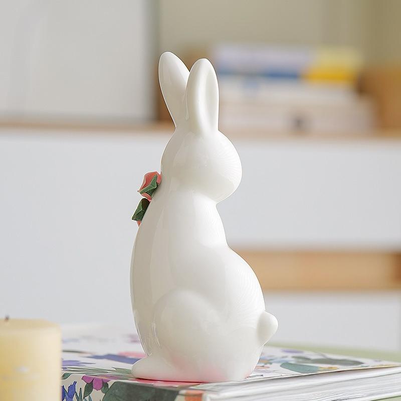 Růžový králík Domácí zahradní dekorace Stolní ozdoby Dárek Pohádková zahrada Miniatury Kawaii doplňky Figurka