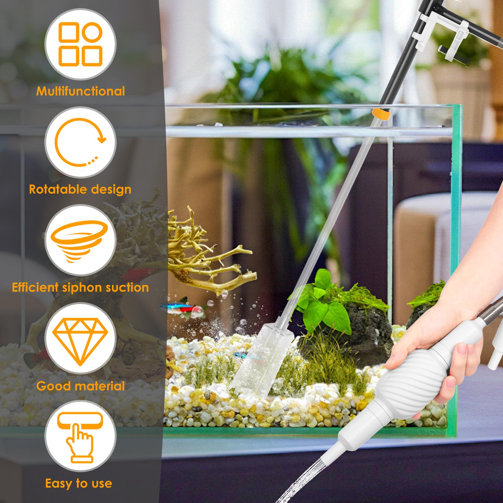 Siphon Fish Tank Cleaner Hand Aquarium Vacuum Gravel Cleaner Efficient Siphon Pump Water Change Reusable Fish Tank Accessories