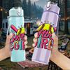 1PC Softball Girl Letter Design 750ml Color Plastic Sports Water Bottle Leakproof Flip Straw Lid Suitable for Sports Office Home Use