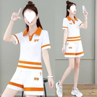 Embroidered Casual Fashionable Short Pants Set for Women In Summer, Korean-style Loose Short-sleeved Sportswear Two-piece Set
