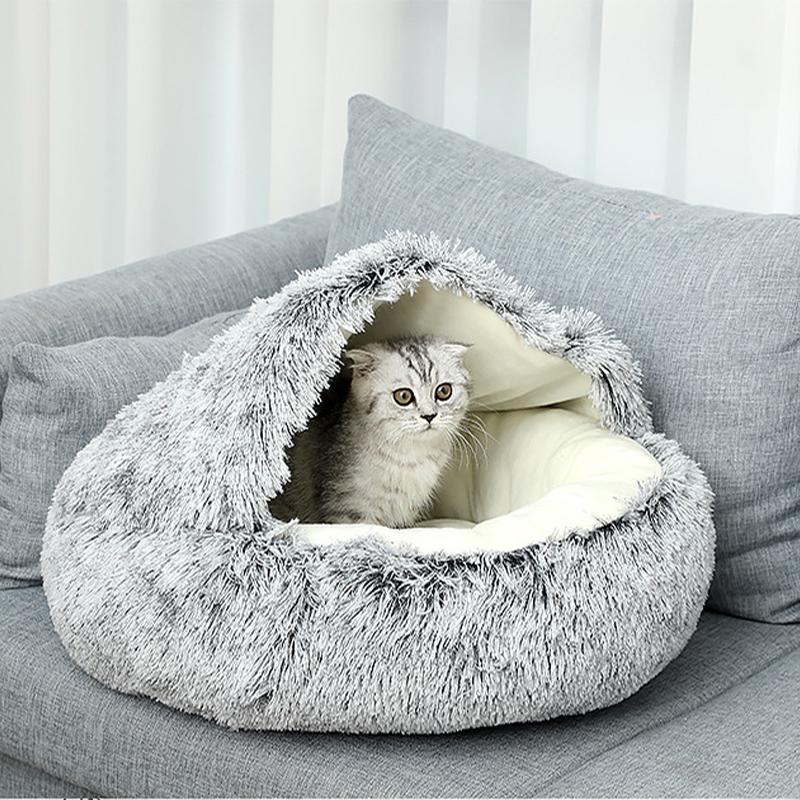 New Cat Nest Winter Pet Plush Thickened Warm Shell Design Nest Home Cat and Dog Sleeping Nest Pet Winter Warm Mattress