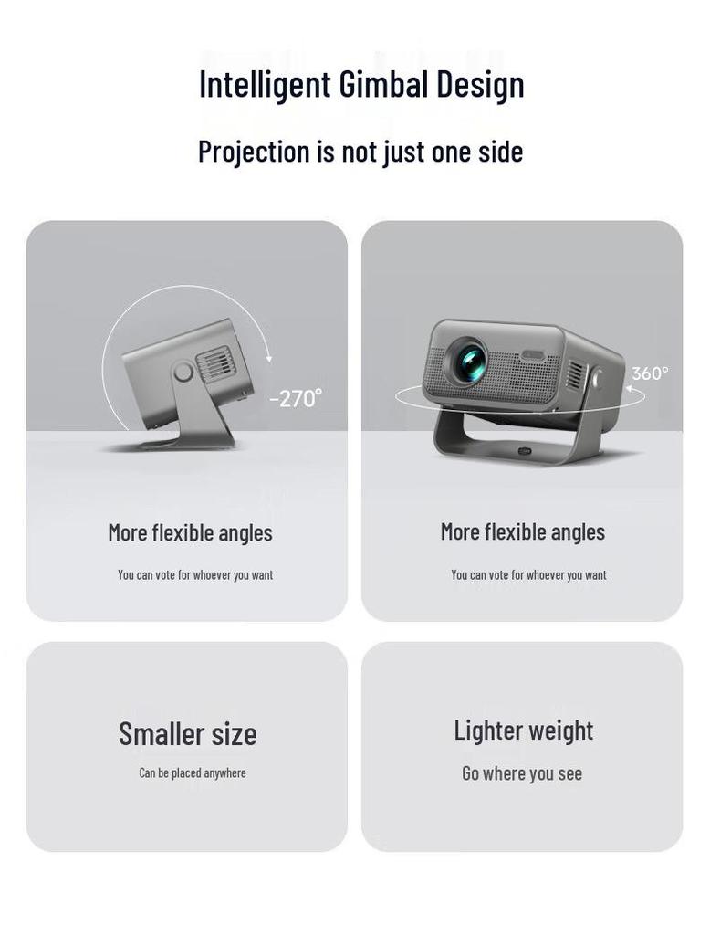 New T7P High Lumens HD Projector: Smart Phone Connect, Wall Projection for Bedroom/Dorm.
