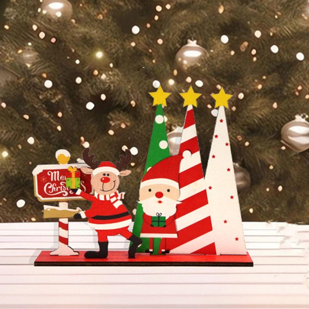 Santa Claus Reindeer Christmas Table Sign Funny Merry Christmas Decor Home Christmas Decoration