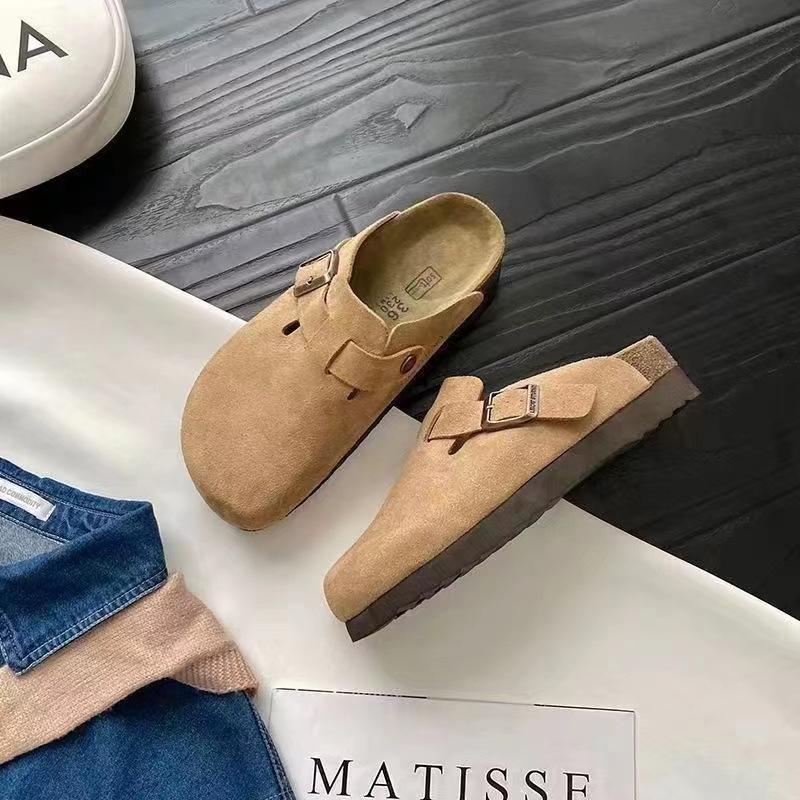 Summer New Thick-bottomed Versatile Baotou Half-drag Retro Lazy One-pedal Slippers Woman