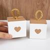 10PCS Candy Box Heart-shaped Packaging Boxes Gift Box Vintage With Ribbon Heart-printed Gift Box Kraft Paper With Twine 5.5x5.5cm