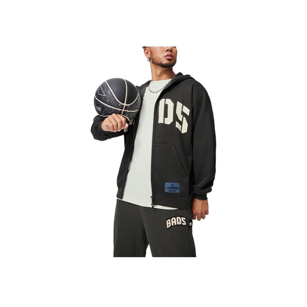 Li Ning Badfive Loose Comfortable Fleece Versatile Cardigan Hoodie Men Hoodies Dark-Gray AWDU511-2