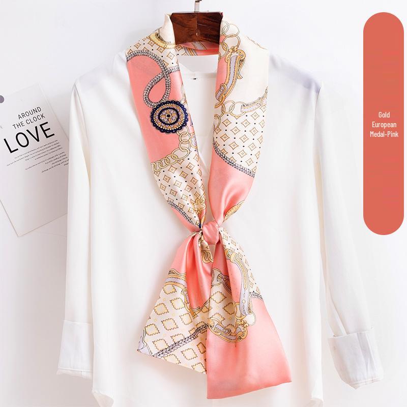 Korean Style Versatile Long Silk Ribbon Scarf