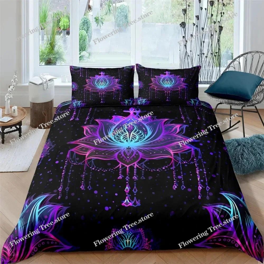 Bohemian Lotus Bedding Set Mandala Duvet Cover Bedroom Comforter Covers Single Twin King Size Quilt Cover Home Textile