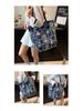 Women's Trendy Korean-Style Embroidered Nylon Tote: Large-Capacity Casual Commuter Shoulder Bag.