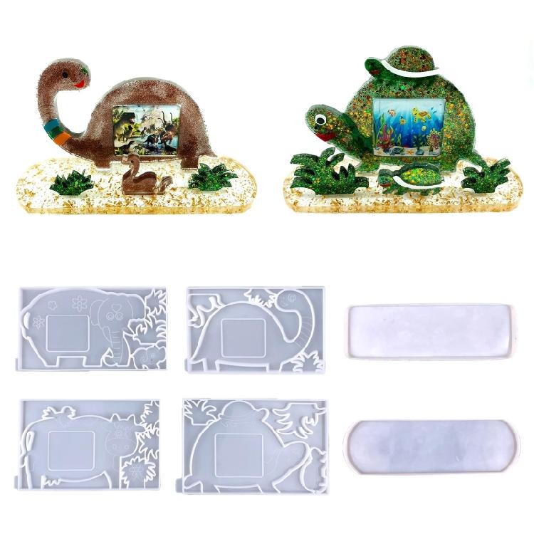 Elephant Cow for Turtle Photo Frame Pendant Silicone Mold Resin Casting Jewelry