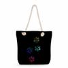 Multifunctional Dog Paws Printed Thick Rope Shoulder Beach Bag Casual Large Capacity Handbag 7601