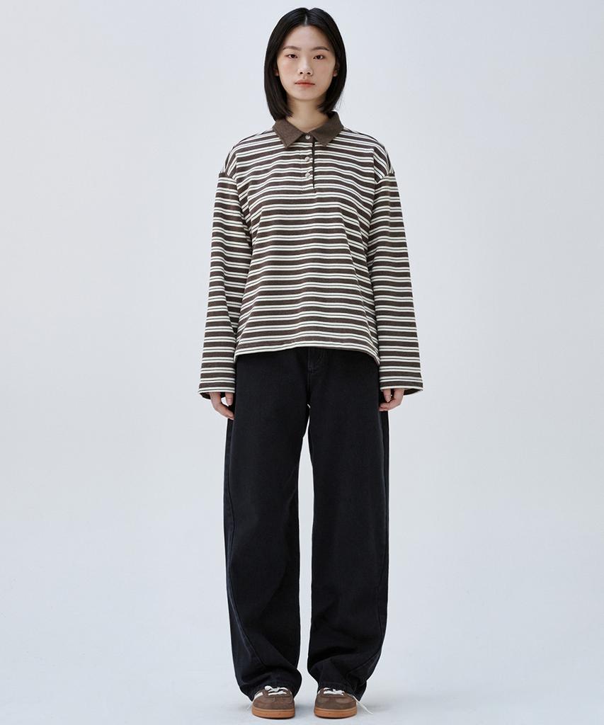 MALOUPE 5113 Striped Terry T-Shirt (Brown)