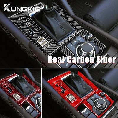 Real Carbon Fiber Car Gear Shift Frame Panel Cover Sticker for Mazda 3 2010 2011 2012 2013 Interior Trim Accessories Car Styling