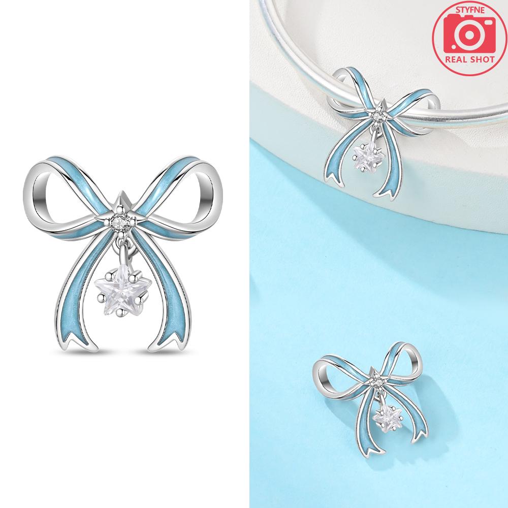 Original Blue Dreamy Romantic Butterfly Perfume Bottle Copper Charm Bead Fit Bracelet Women Jewelry Accessory Gift Set