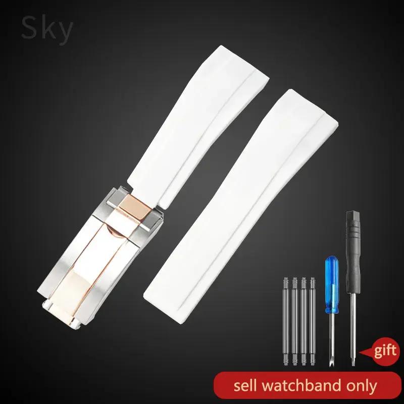 Paski do zegarka Daytona Yacht Log Czarny Zielony Water Ghost Zakrzywione zakończenie 20mm Silikonowy Wypukły Interfejs Czerwony Niebieski Pasek do zegarka