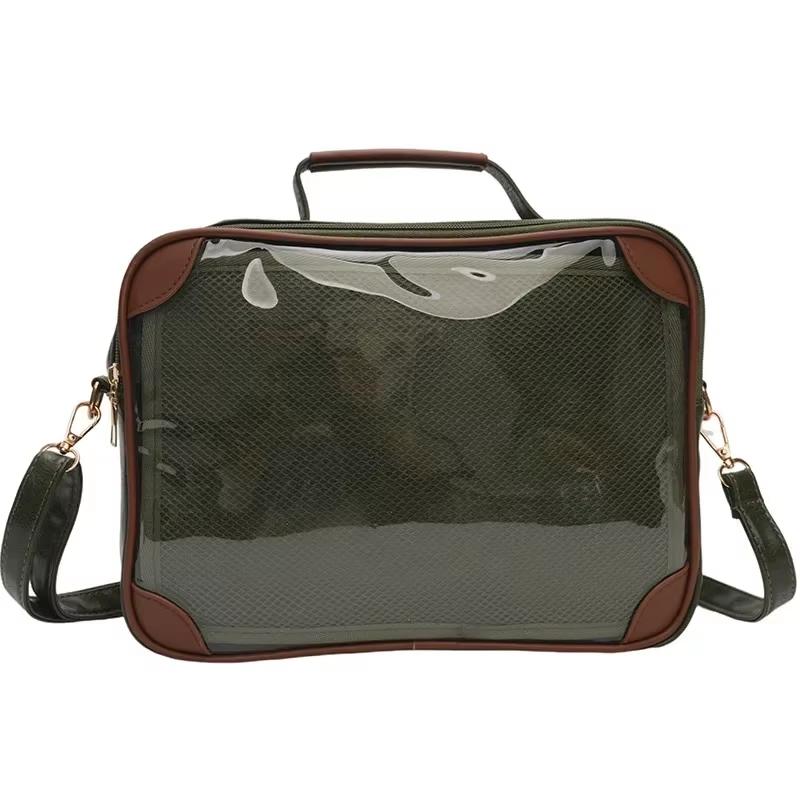 

New Y2K Fashion Vintage Ita Crossbody Bags Cute Girl Transparent Shoulder Bag Students DIY Display Handbags New Women PU Purses 29x21x11cm зелений