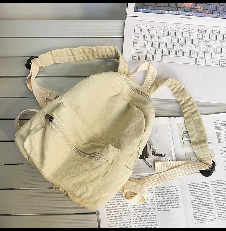 Mini Backpack for Women Solid Color School Bag Canvas Casual Rucksack Travel Bag Solid Color Canvas Backpack Unisex Mini Backpac