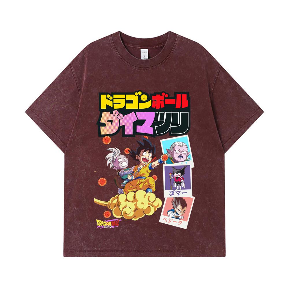 275 GSM Washed T-shirts 100% Cotton Dragon Ball V34 Daima Print Unisex Heavy Cotton T Shirt