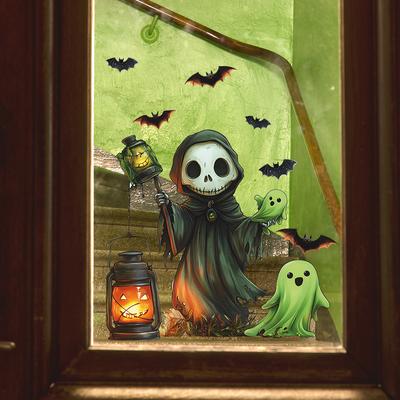 Halloween Faceless Male Ghost Bat Balcony Glass Showcase Home Decoration Static Window Stickers