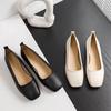 Spring grandma shoes women's work hotel professional etiquette single shoes interview soft sole square head flat bottom beanie ladyshoes