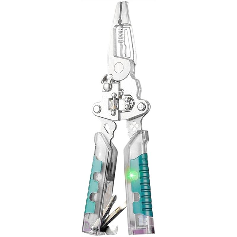 

A95I-Folding Electrician Pliers Wire Winding Feature Voltage Measurement Screwdriver Wire Stripping Functionality For Electrical