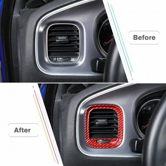 Röd kolfiberinstrumentpanel sidoluftventil utlopp dekorlist för 15+ Dodge Charger