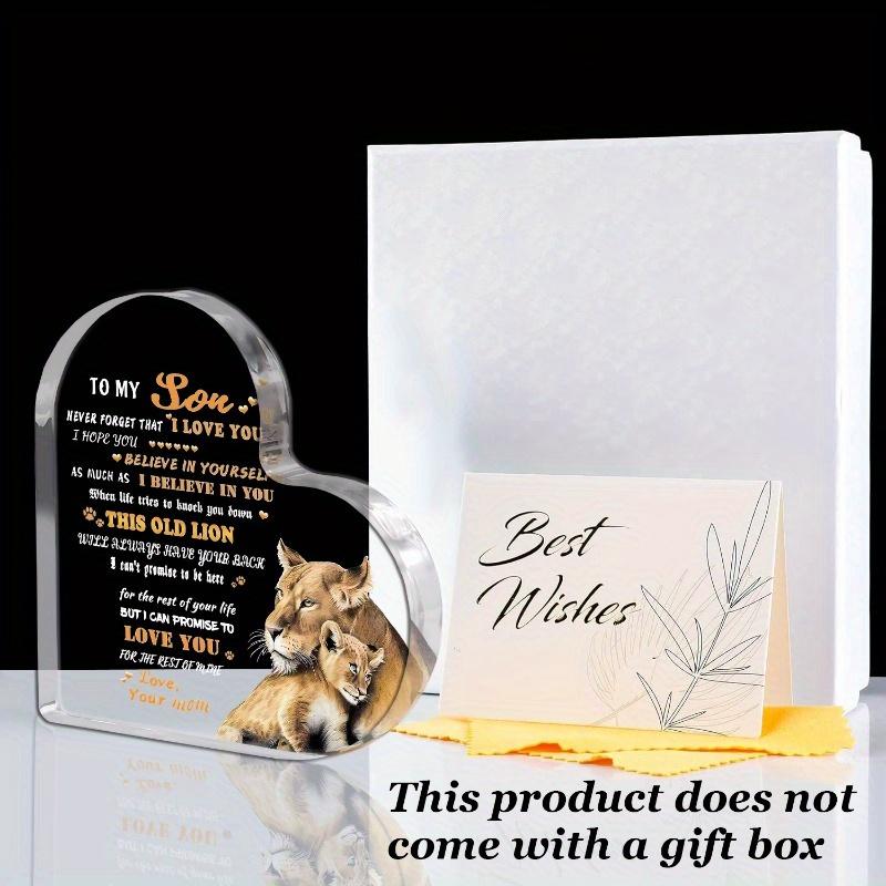 Son'S Inspirational Desk Decoration: Acrylic Sign with Heart Shape And Lion Illustration- Acrylic Desktop Ornament, Four Seasons Decoration