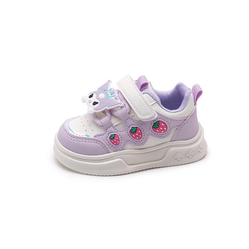 Tênis Infantis Primavera e Outono Fofos Estilo Estrangeiro Antiderrapante Morango Meninas Tênis de Corrida Tênis de Skate Tênis de Estudante Desenho Animado