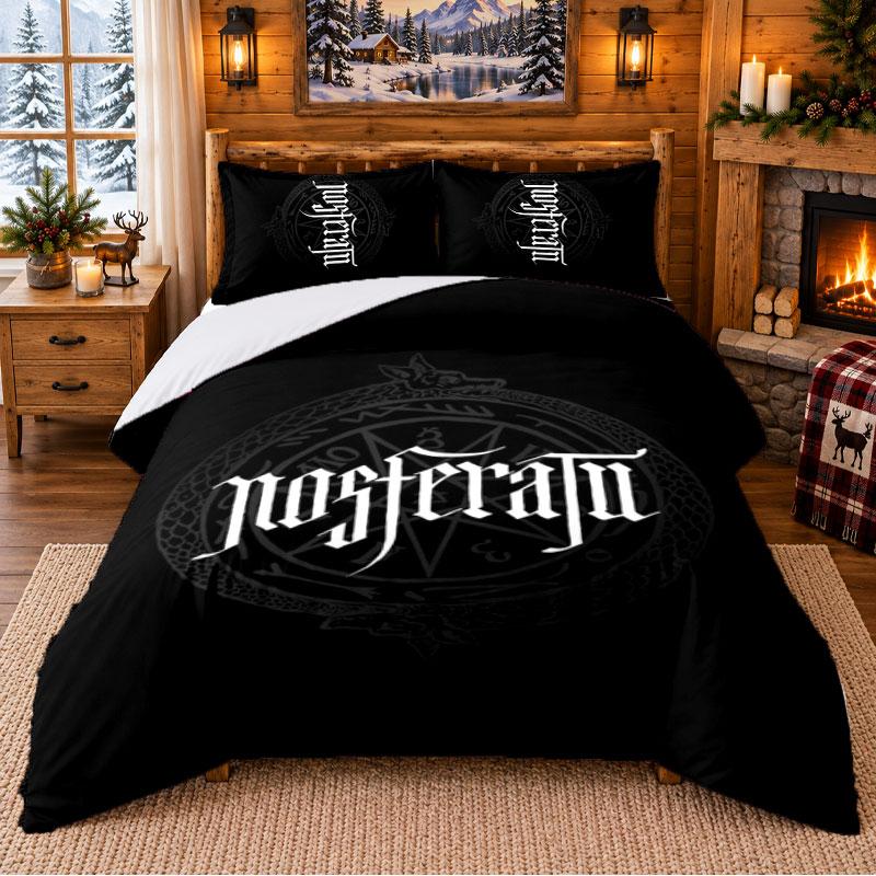 Nosferatu Count Orlok Pattern Bedding 3Pcs Set Bed Sheet And Pillowcases For Indoor Bedroom