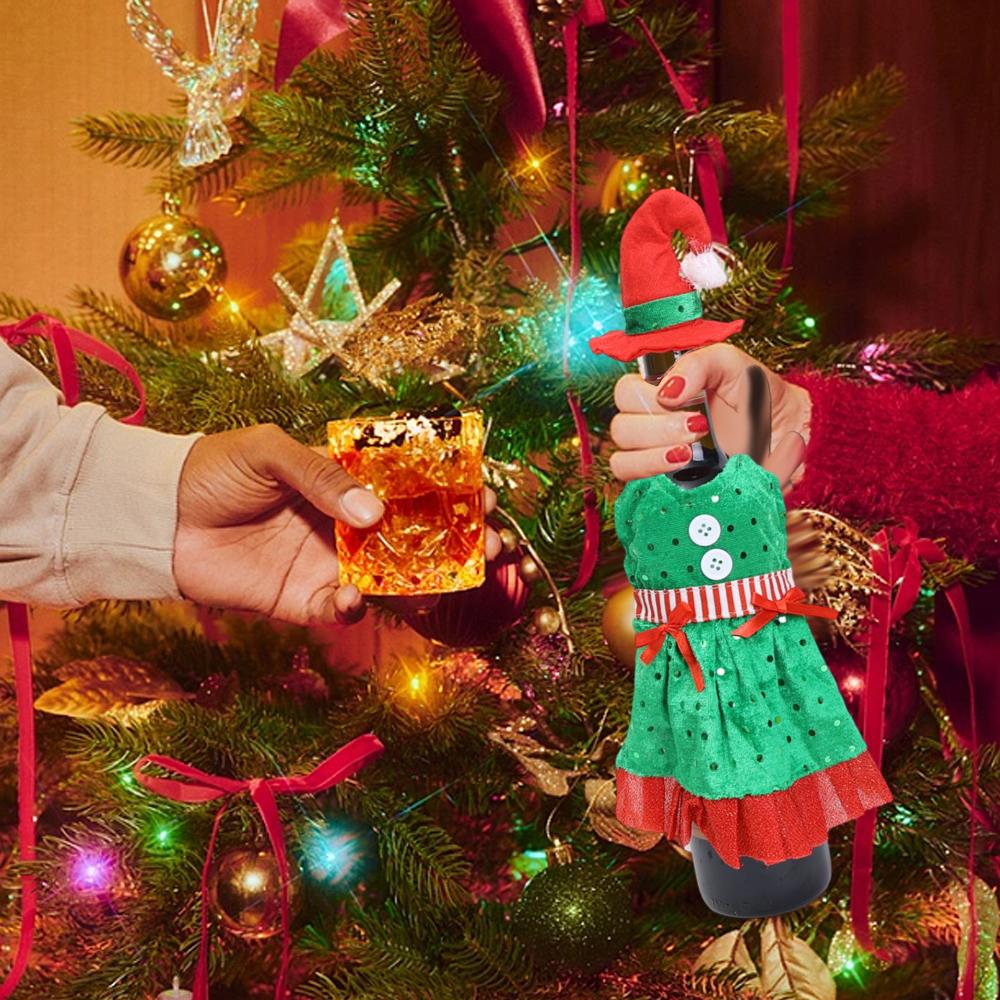 New Christmas Wine Bottle Covers Xmas Wine Bottle Bags Elf Clothes With Hat New Year Gifts Home Dinner Party Table Decorations