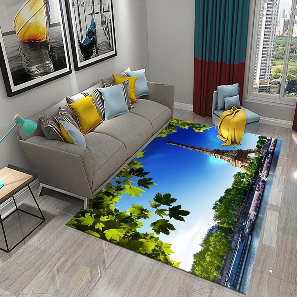 Eiffel Tower Rug Paris France Carpet World Famous Buildings Floor Carpets Bedroom Living Room Decor Area Rugs Door Mat Yoga Mats